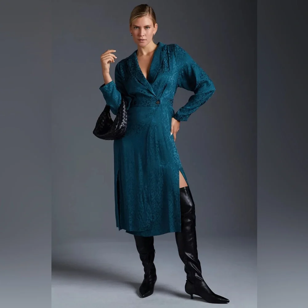 Jacquard Blazer Wrap Midi Dress